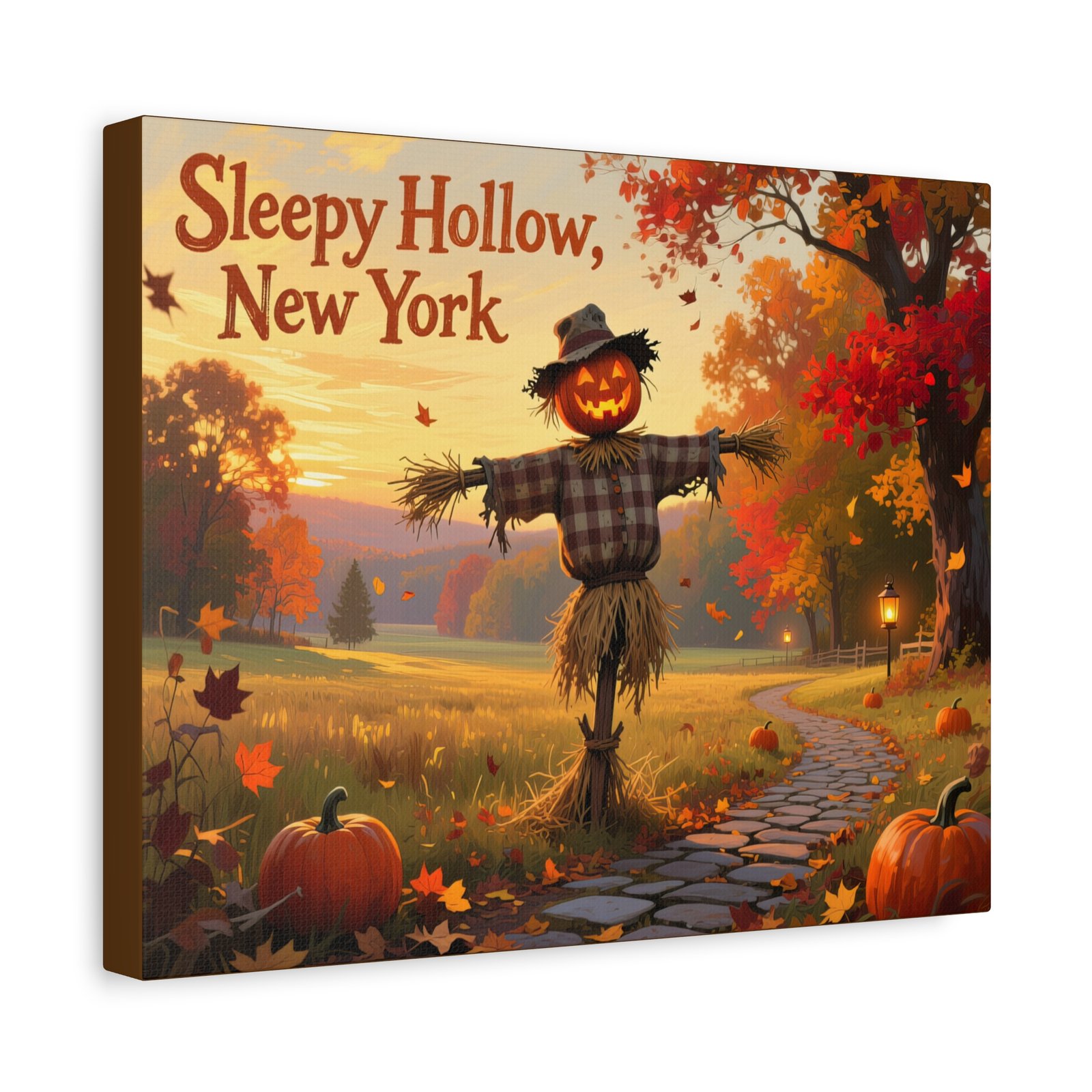 Sleepy Hollow Autumn Painting Print, Gothic Wall Art, Fall Canvas Art, Halloween Decor, Horror Fan Gift, Jack O Lantern Scarecrow - Image 7
