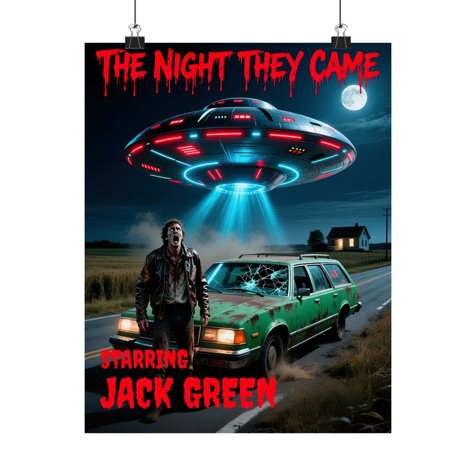 UFO Alien Custom Movie Poster Gift, Personalized Horror Art, Black and White Wall Print, Fine Art Paper, Halloween Decor, Gothic Gift - Image 7