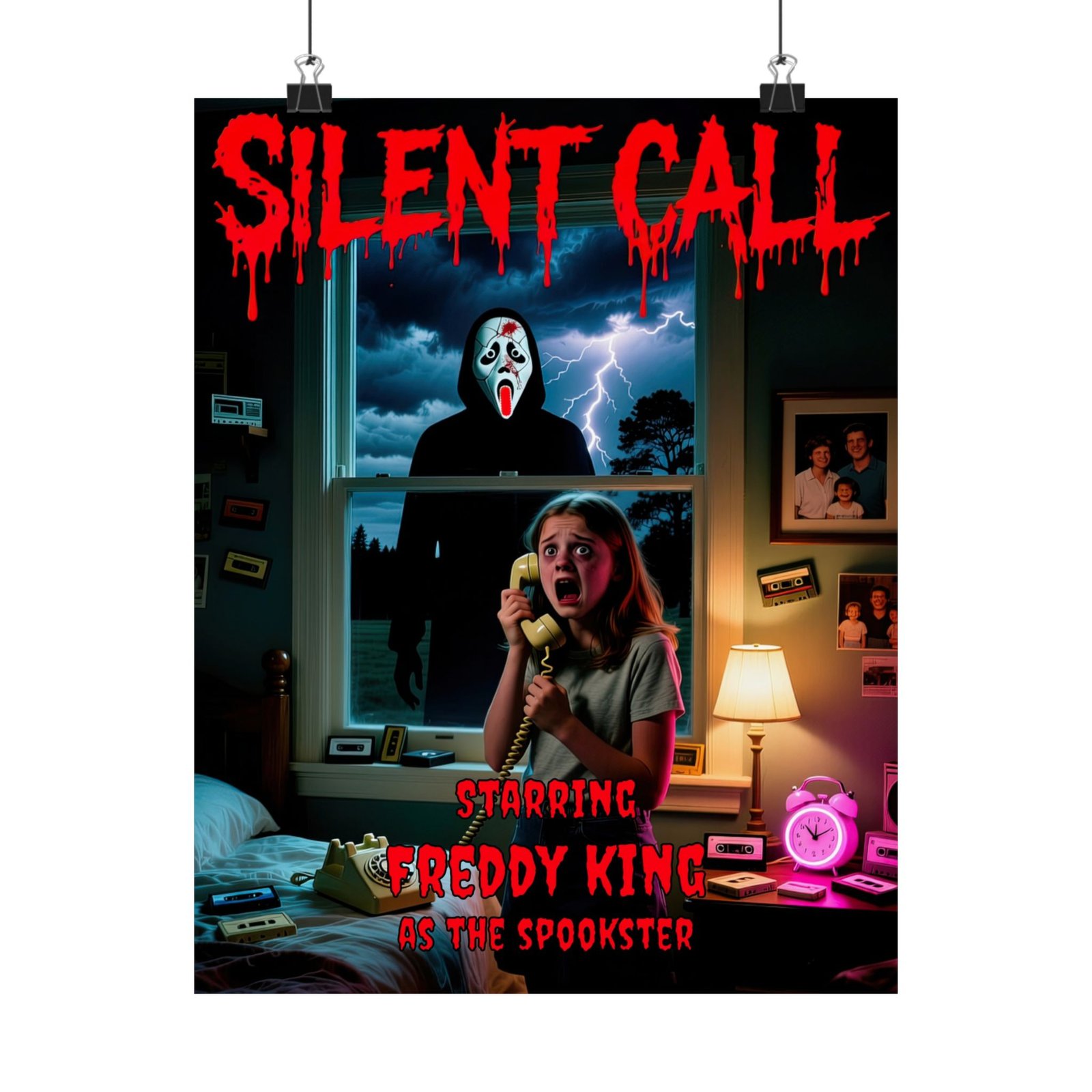 Masked Slasher Custom Horror Movie Poster, Personalized Goth Gift, Black and White Wall Art, Fine Art Print, Halloween Decor, Horror Gift - Image 7