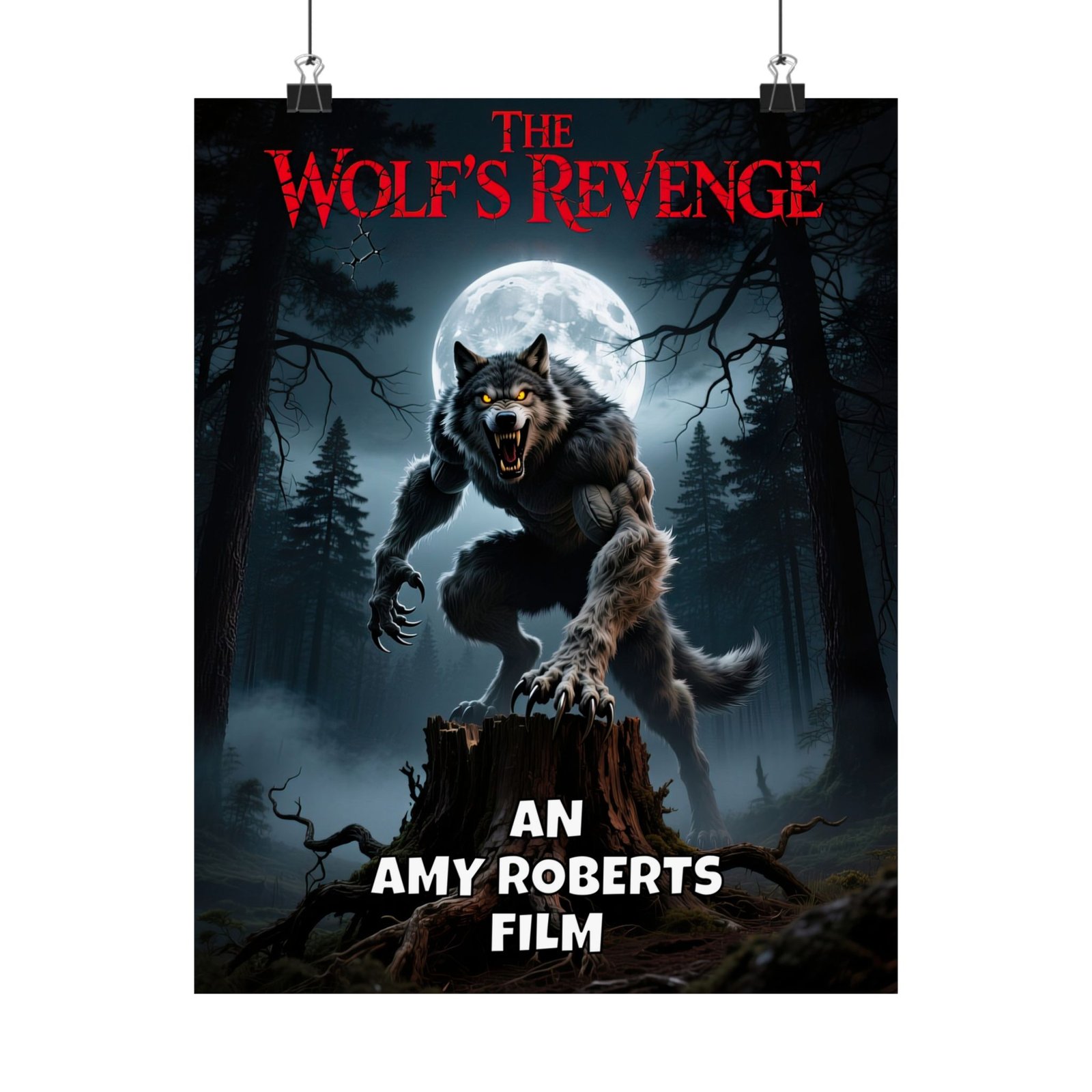 Wolfman Custom Horror Poster, Personalized Goth Gift, Black and White Wall Art, Fine Art Print, Halloween Decor, Horror Fan Gift - Image 7