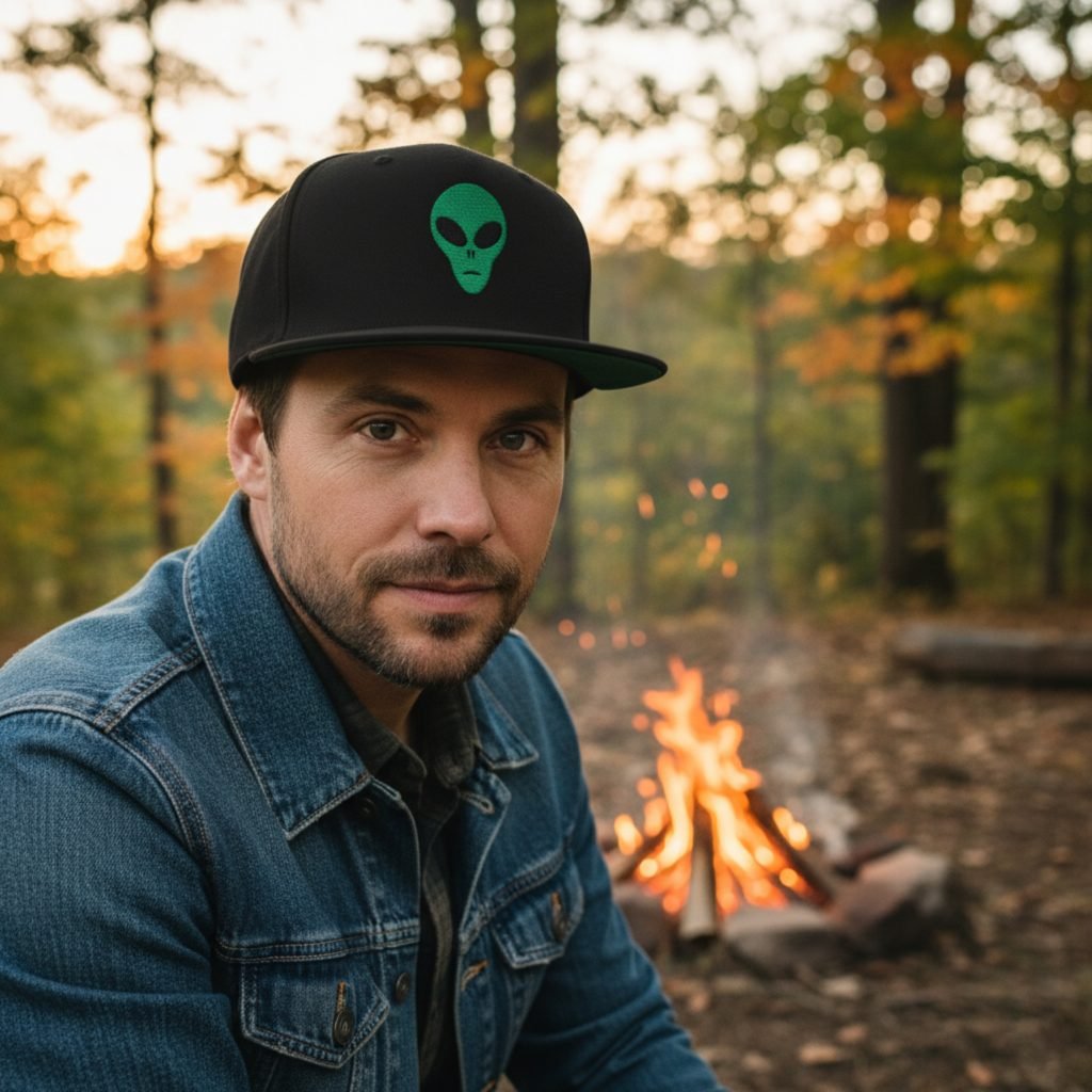 Embroidered Alien Hat, UFO Snapback Cap, Sci-Fi Flat Bill, Adjustable Acrylic Wool Hat, Alien Headgear, Space Lover Gift - Image 8