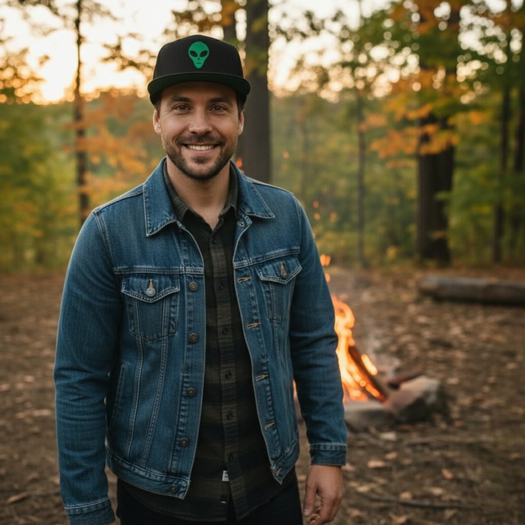 Embroidered Alien Hat, UFO Snapback Cap, Sci-Fi Flat Bill, Adjustable Acrylic Wool Hat, Alien Headgear, Space Lover Gift - Image 9