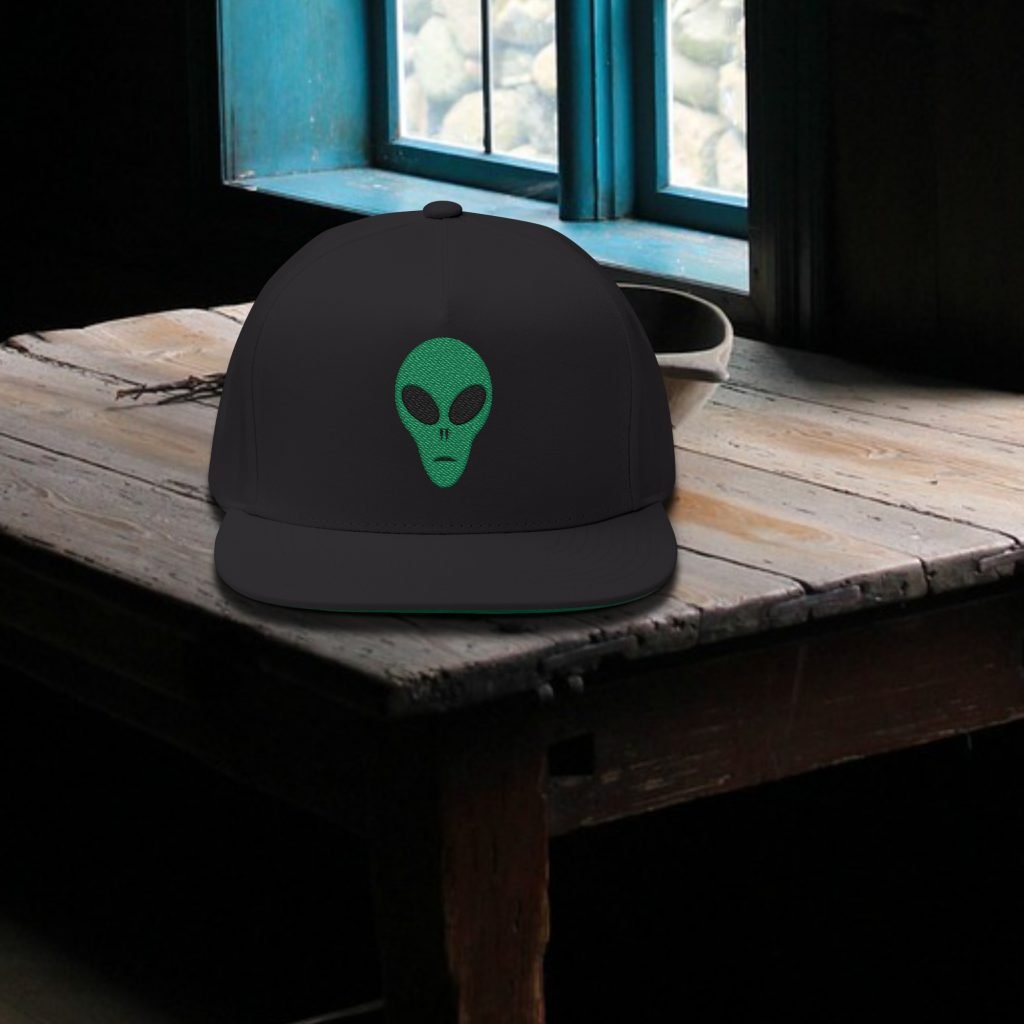 Embroidered Alien Hat, UFO Snapback Cap, Sci-Fi Flat Bill, Adjustable Acrylic Wool Hat, Alien Headgear, Space Lover Gift - Image 2