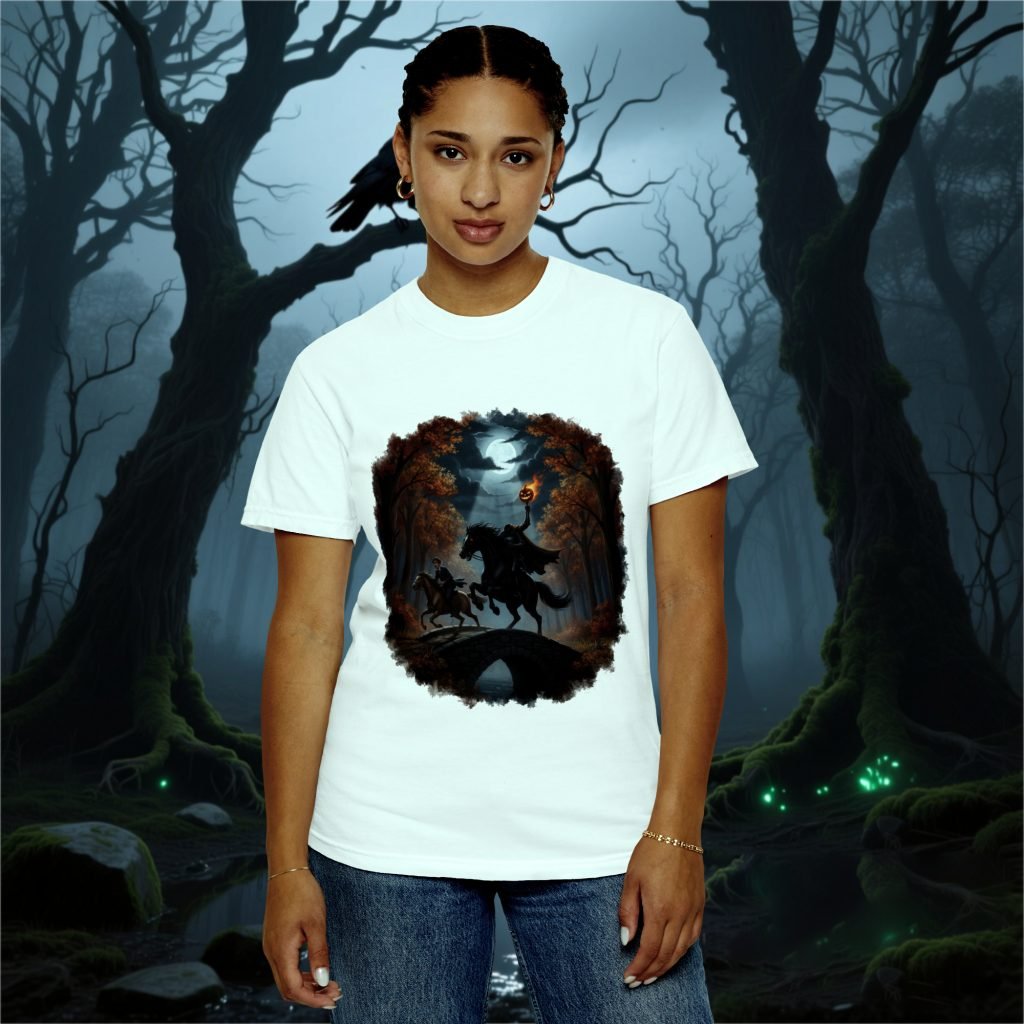 Headless Horseman Ichabod Crane Sleepy Hollow Shirt, Horror Tee, Pre-shrunk Ring-Spun Cotton, Relaxed Fit, Gothic Halloween Gift - Image 4