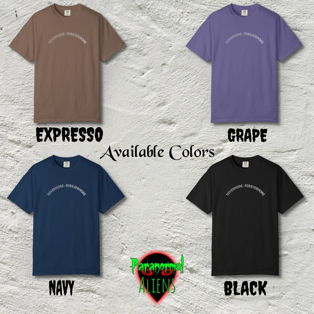 Embroidered Quote The Raven Shirt, Comfort Colors, Relaxed Fit, Gothic Poe Gift, Horror Lover Apparel, Literary Clothing, Goth T-shirt - Image 7