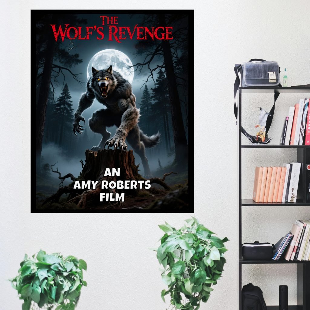 Wolfman Custom Horror Poster, Personalized Goth Gift, Black and White Wall Art, Fine Art Print, Halloween Decor, Horror Fan Gift - Image 2