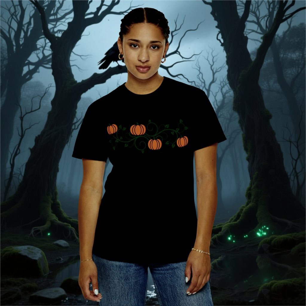Pumpkin Halloween Shirt, Goth Tee, Pre-shrunk Ring-Spun Cotton, Relaxed Fit, Gothic Fall Apparel, Horror Gift Idea, Autumn Design - Image 3