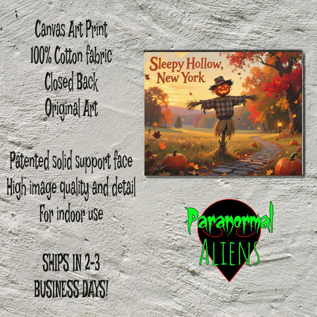 Sleepy Hollow Autumn Painting Print, Gothic Wall Art, Fall Canvas Art, Halloween Decor, Horror Fan Gift, Jack O Lantern Scarecrow - Image 4