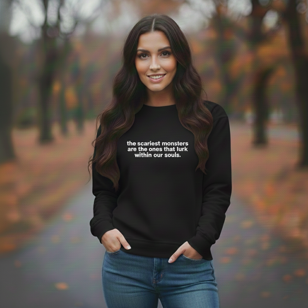 Gothic Sweatshirt Embroidered Quote, Crew Neckline, Poe Fan Gift, Horror Lover Apparel, Literary Clothing, Goth Pullover - Image 2