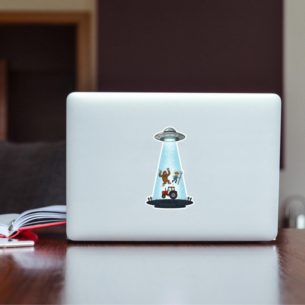 UFO Sticker, Sci-Fi Vinyl Decal, Waterproof Kiss-Cut Sticker, Alien Laptop Tablet Phone Journal Decor, Satin Finish, Vibrant Colors - Image 3