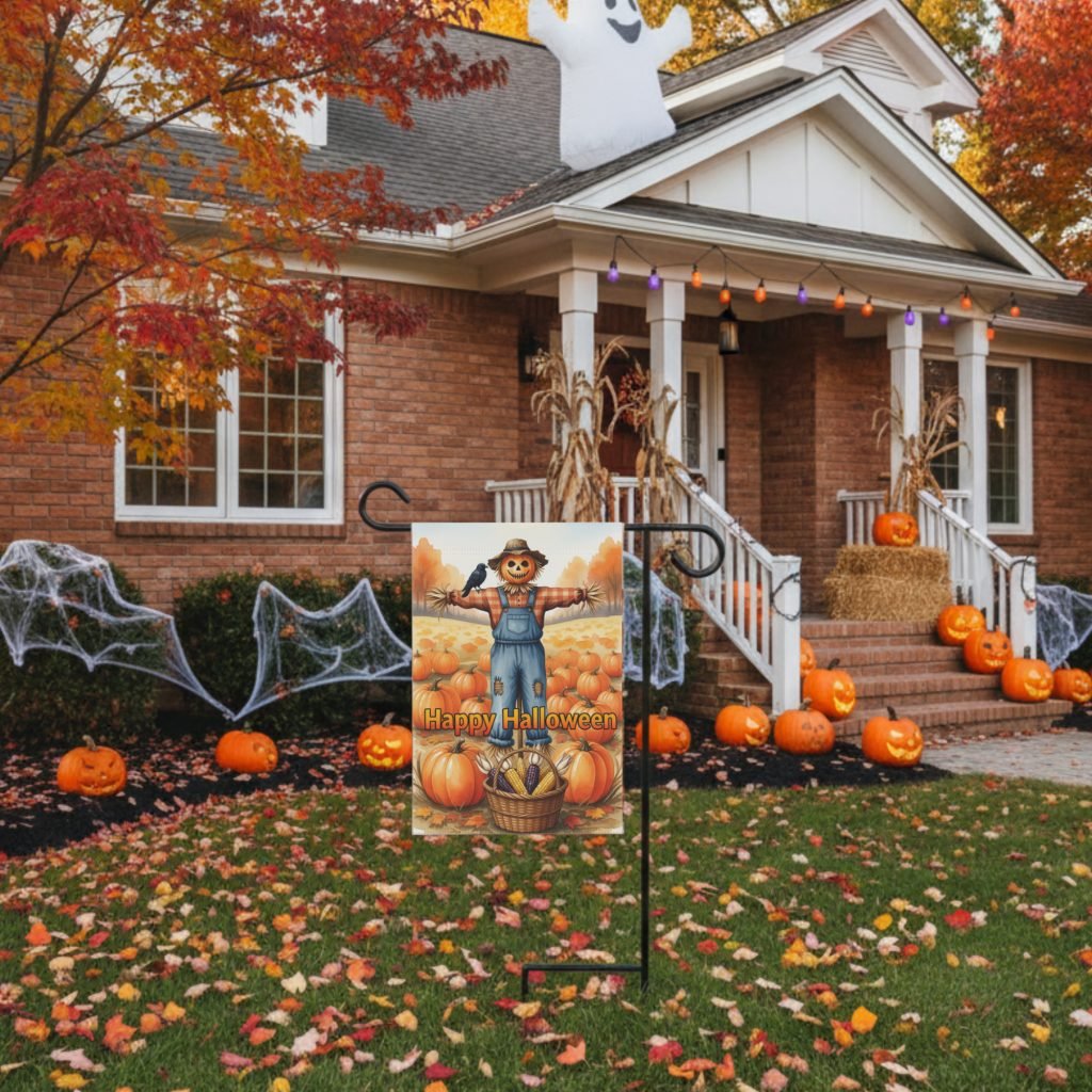 Happy Halloween Flag for Yard, Vintage Halloween Outdoor Decor, Poly Poplin Canvas Flag, Two Sizes, Sleeve Top Mount - Image 2