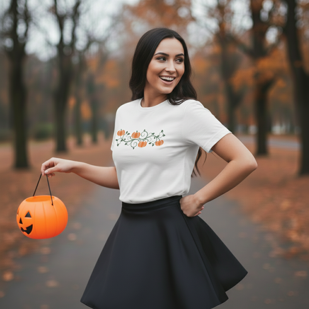 Pumpkin Halloween Shirt, Goth Tee, Pre-shrunk Ring-Spun Cotton, Relaxed Fit, Gothic Fall Apparel, Horror Gift Idea, Autumn Design - Image 2